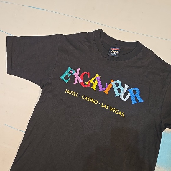 Soffe Other - VTG Excalibur Las Vegas Shirt Soffe Single Stitch M Black 90s Casino Graphic USA